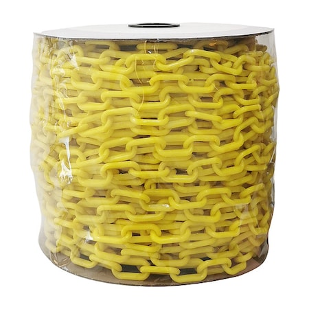 Plastic Chain, Yellow, Outdoor or Indoor, 2 in x 125 ft, Polyethylene