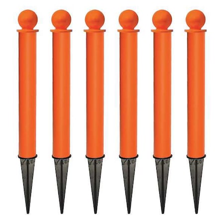 Ground Post, Orange, Non-Reflective, PK6