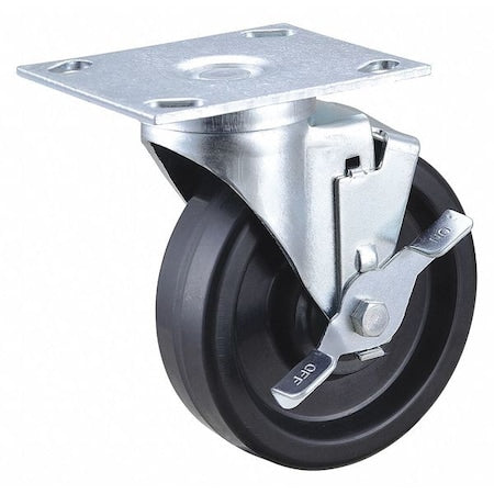 Swivel NSF-Listed Plate Caster w/Brake, Phenolic, 5 in, 450 lb