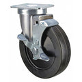 Swivel NSF-Listed Plate Caster w/Brake, Rubber, 4in, 200lb