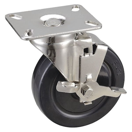 Swivel NSF-Listed Plate Caster w/Brake, 240 lb, NSF-Listed Plate Type A