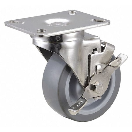 Swivel NSF-Listed Plate Caster w/Brake, 275 lb., NSF-Listed Plate Type A