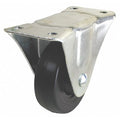 Rigid Plate Caster, Rubber, 4 in., 350 lb.