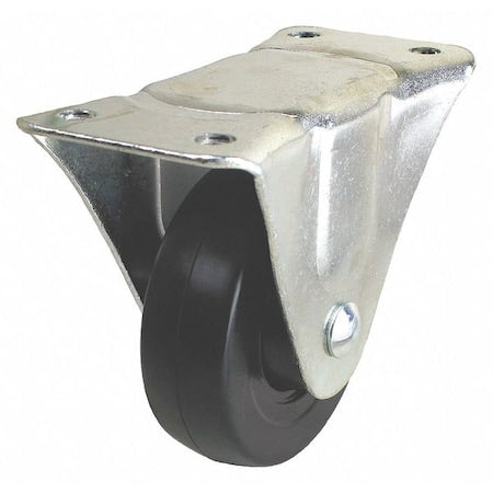 Rigid Plate Caster, Rubber, 3 in., 270 lb.