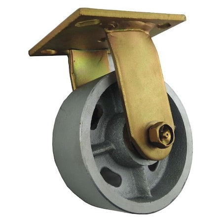 Rigid Plate Caster, Cast Iron, 4in, 1000 lb