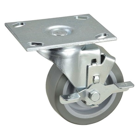 Swivel NSF-Listed Plate Caster w/Brake, 275 lb., NSF-Listed Plate Type B