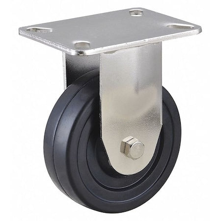 Rigid NSF-Listed Plate Caster, Rubber, 4 in., 200 lb.