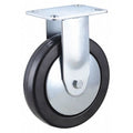 Rigid Plate Caster, Rubber, 6 in., 280 lb.