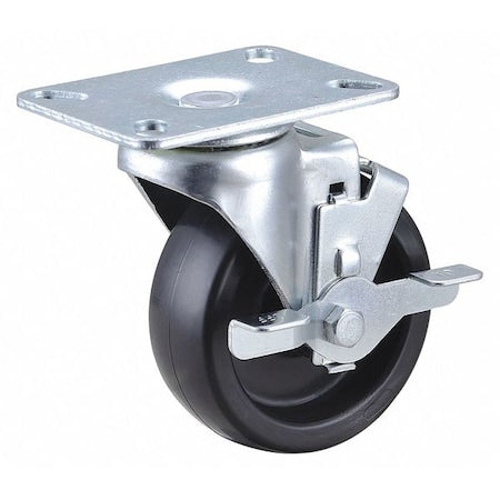 Swivel NSF-Listed Plate Cstr w/Brke, 300 lb., Plain