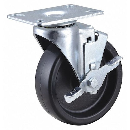 Swivel NSF-Listed Plate Caster w/Brake, 350 lb, NSF-Listed Plate Type A
