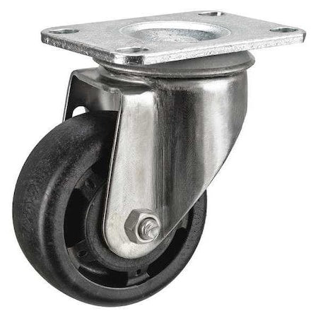 Swivel NSF-Listed Plate Caster, Glass Filled Nylon, 3-1/2in, 250lb