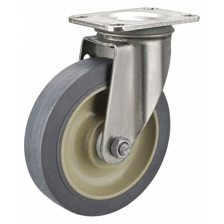 Swivel NSF-Listed Plate Caster, 300 lb., Delrin, Gray