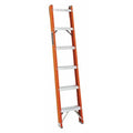 6 ft Overall H, Straight Ladder, Fiberglass, Natural Finish, 300 lb Load Capacity