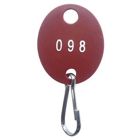 Key Tag, Red, Plastic, Oval, Nickel Plated 40 PK