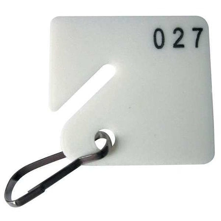 Key Tag, White, Square-Slotted, Nickel Plated 100 PK