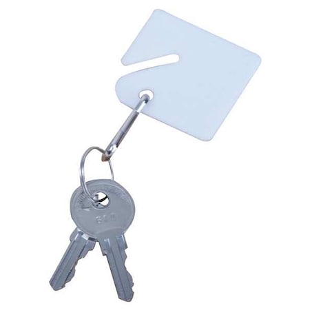Key Tag, White, Square-Slotted, 50 PK