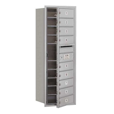 Mailbox, Aluminum, Powder Coated, 9 Doors, Recessed, USPS