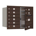 Mailbox, Bronze, Powder Coated, 9 Doors, Recessed, USPS