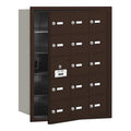Mailbox, Bronze, Powder Coated, 15 Doors, Recessed, USPS