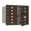 Mailbox, Bronze, Powder Coated, 10 Doors, Recessed, USPS