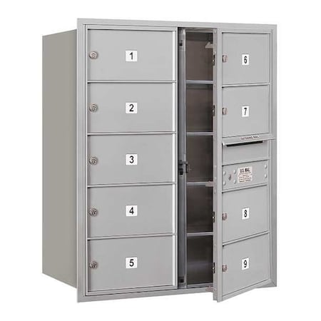 Mailbox, Aluminum, Powder Coated, 9 Doors, Recessed, MB2