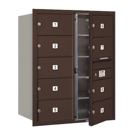 Mailbox, Bronze, Powder Coated, 9 Doors, Recessed, MB2