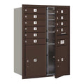 Mailbox, Bronze, Powder Coated, 12 Doors, Recessed, USPS