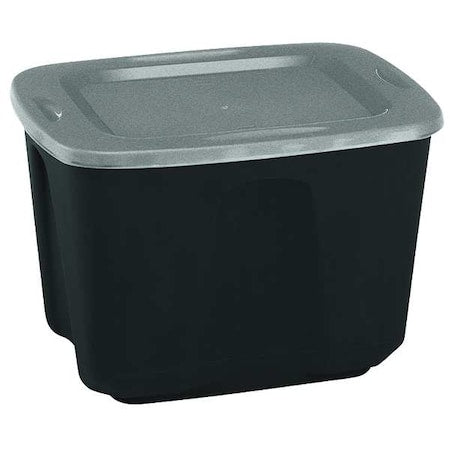Stackable Storage Tote W/ Lid, 18 gal, 23-1/2 in L x 17-1/2 in W x 15-1/2 in H, Gray, Polypropylene