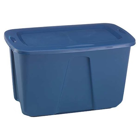 Stack & Nest Storage Tote W/ Lid, 32 gal, 31-7/8 in L x 20 in W x 17-3/4 in H, Blue, Polypropylene