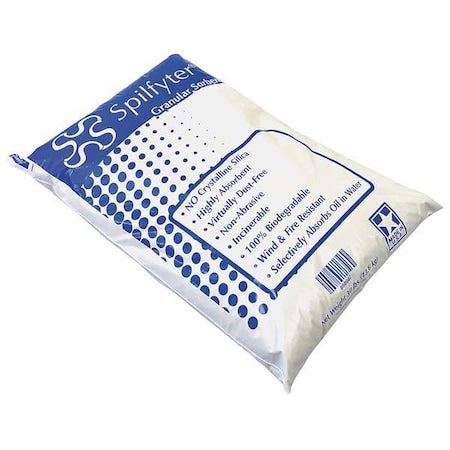 Loose Sorbent, 5 gal Absorbed per Package, 31 lb Bag, Granular Clay, Musty, Gray