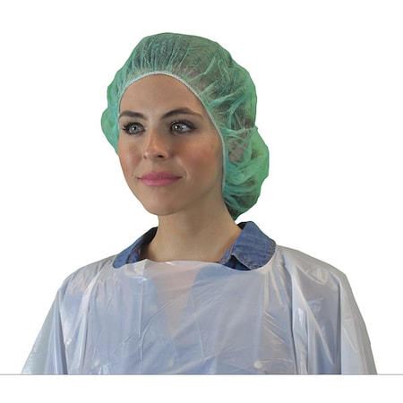 Bouffant Cap, Polypropylene, 21 in Dia., Green, M, 1000 PK