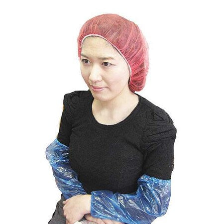 Bouffant Cap, Polypropylene, 21 in Dia., Red, M, 1000 PK