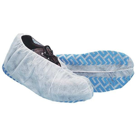 Disposable Shoe Covers, Polypropylene, White, Slip Resistant Sole: Yes , L