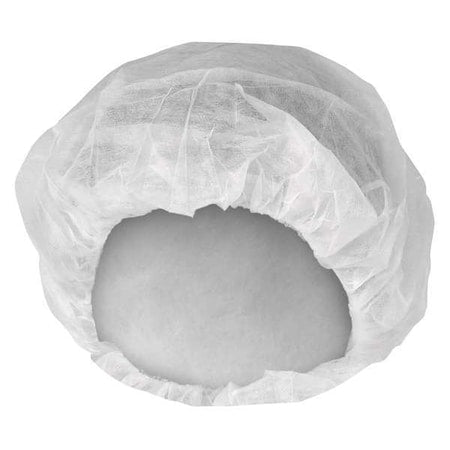 Bouffant Cap, Polypropylene, 24 in Dia., White, L, 1000 PK