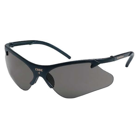 Code 4, Safety Glasses, Anti-Scratch, Gray Lens, Black Frame, Half-Frame