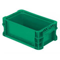 Solid & Stackable Straight Wall Storage Container, 0.7 gal, 12 in L x 7-3/8 in W x 5 in H, Green