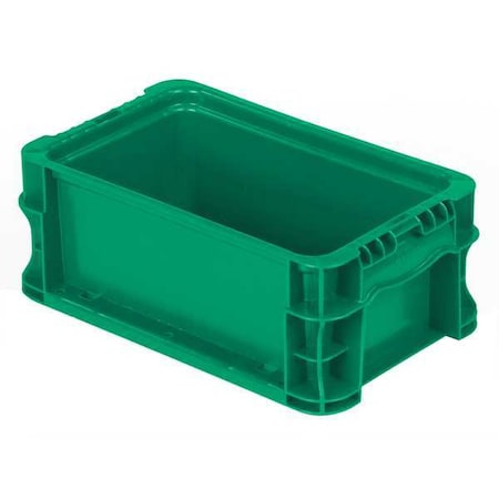 Solid & Stackable Straight Wall Storage Container, 0.7 gal, 12 in L x 7-3/8 in W x 5 in H, Green