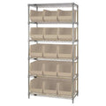 Steel Bin Shelving, 18 in D x 74 in H x 36 in W, 6 Shelves, Ivory