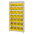 Steel, Polypropylene Bin Shelving, 12 in D x 74 in H x 36 in W, 8 Shelves, Yellow