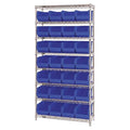 Steel, Polypropylene Bin Shelving, 14 in D x 74 in H x 36 in W, 8 Shelves, Blue