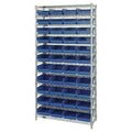 Steel, Polypropylene Bin Shelving, 12 in D x 74 in H x 36 in W, 12 Shelves, Blue