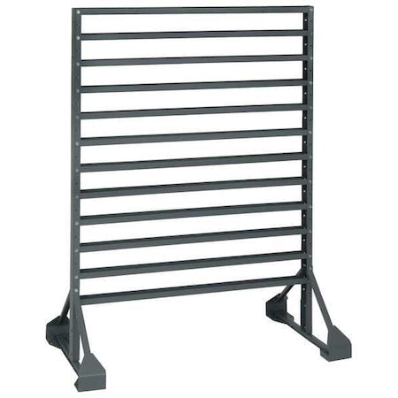 Steel Bin Rail Floor Rack, 20 in D x 54 in H x 36 in W, Gray