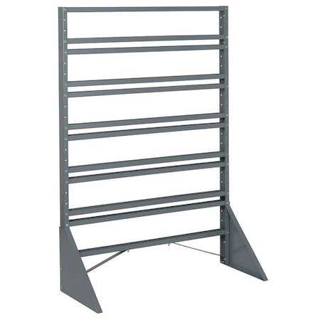 Steel Bin Rail Floor Rack, 15 in D x 54 in H x 36 in W, Gray