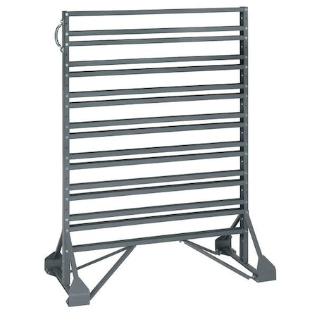 Steel Bin Rail Floor Rack, 20 in D x 54 in H x 36 in W, Gray