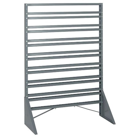 Steel Bin Rail Floor Rack, 15 in D x 54 in H x 36 in W, Gray