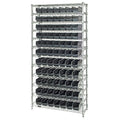 Steel Bin Shelving, 12 in D x 74 in H x 36 in W, 12 Shelves, Black