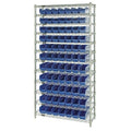 Steel Bin Shelving, 12 in D x 74 in H x 36 in W, 12 Shelves, Blue