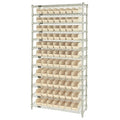 Steel Bin Shelving, 12 in D x 74 in H x 36 in W, 12 Shelves, Ivory