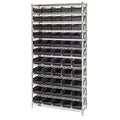 Steel, Polypropylene Bin Shelving, 12 in D x 74 in H x 36 in W, 12 Shelves, Black