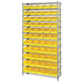Steel, Polypropylene Bin Shelving, 12 in D x 74 in H x 36 in W, 12 Shelves, Yellow
